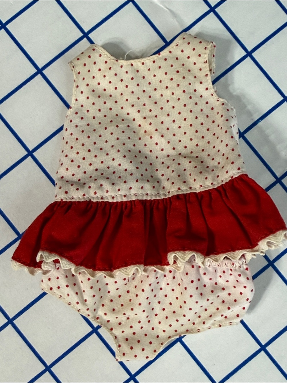 Vintage 1968 Mattel Barbie Doll Clothes 2 Pc Red Polka Dot Dress Bloomers
